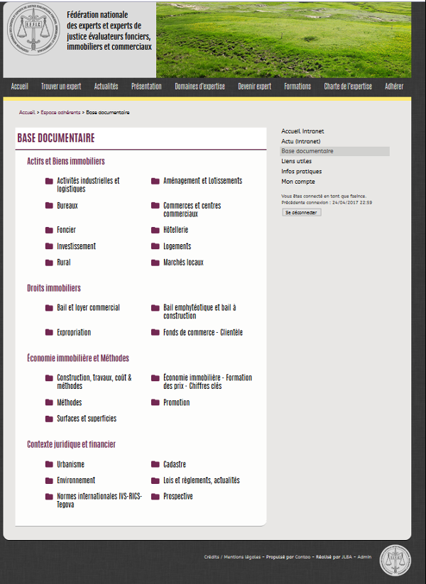 Copie d'écran base documentaire